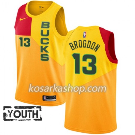 Dres Milwaukee Bucks Malcolm Brogdon 13 Nike 2018-19 City Edition Žuti Swingman - Dječji